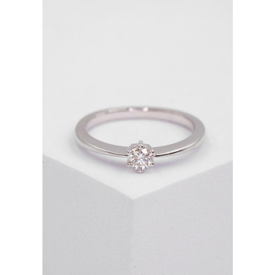 MUAU Schmuck  Solitaire Ring Diamant 0.20ct. Weissgold 750 