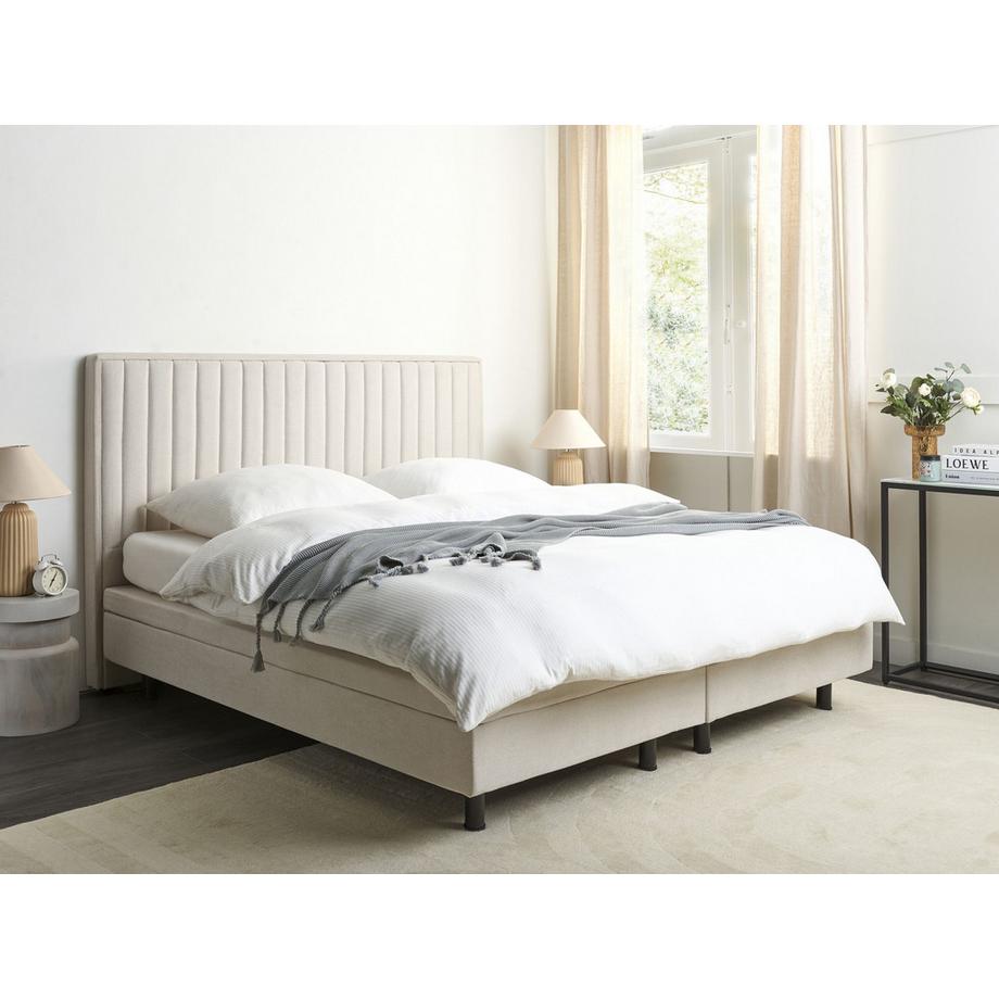 Beliani Lit réglable en Tissu Traditionnel DUKE II  