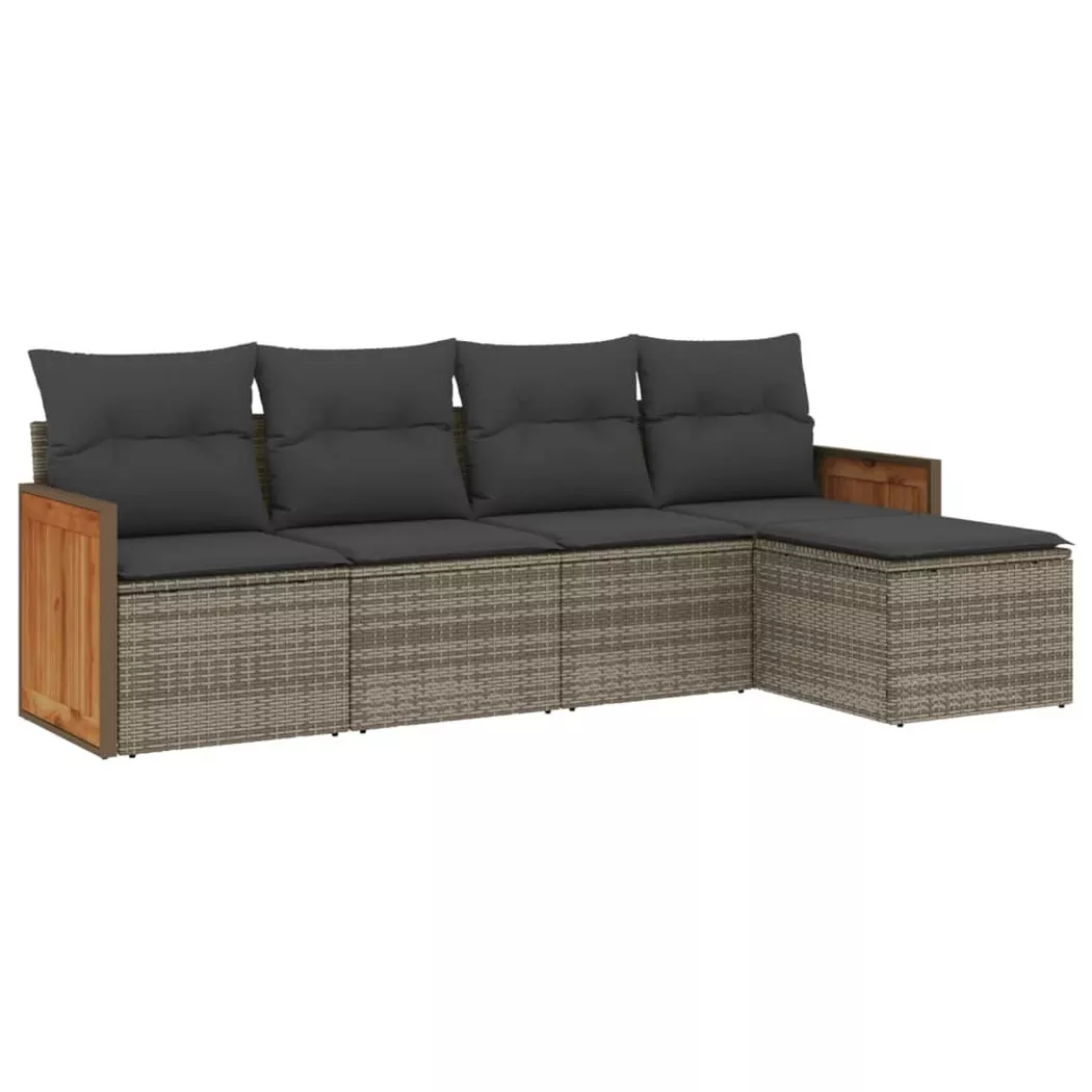 vidaXL Salon de jardin 5 pcs avec coussins gris résine tressée 3260002