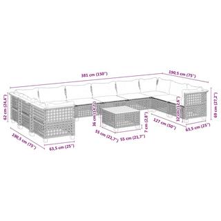 VidaXL Ensemble de canapés de jardin rotin synthétique  