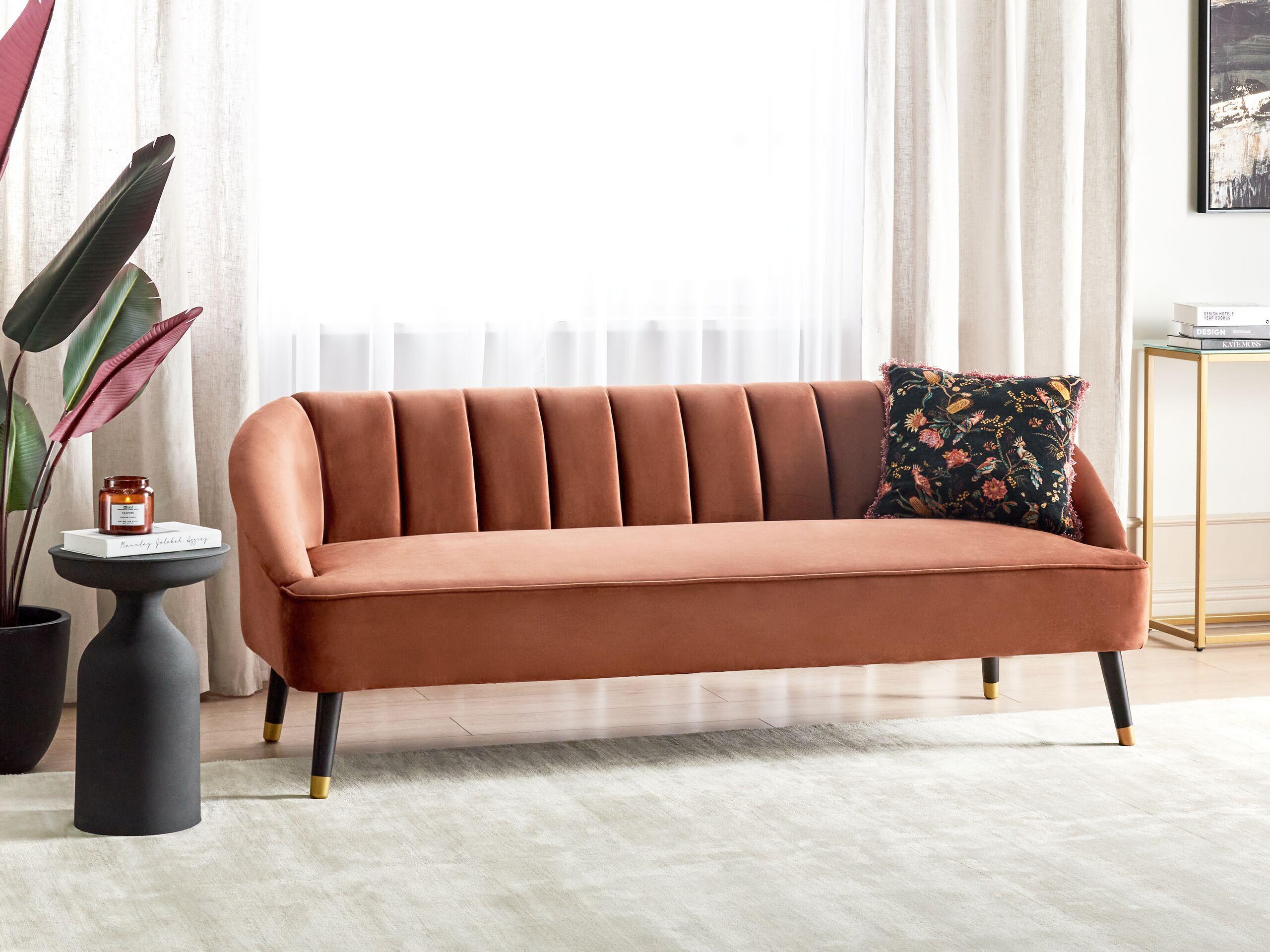 Beliani 3 Sitzer Sofa aus Samtstoff Glamourös ALSVAG  