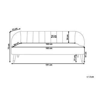 Beliani 3 Sitzer Sofa aus Samtstoff Glamourös ALSVAG  