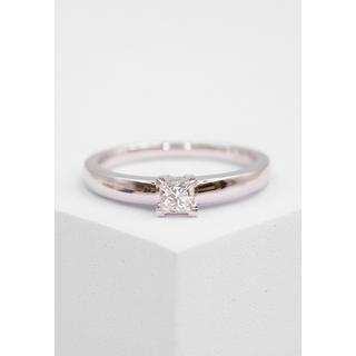 MUAU Schmuck  Bague Solitaire Diamant 0.22ct. Princesse or blanc 750 