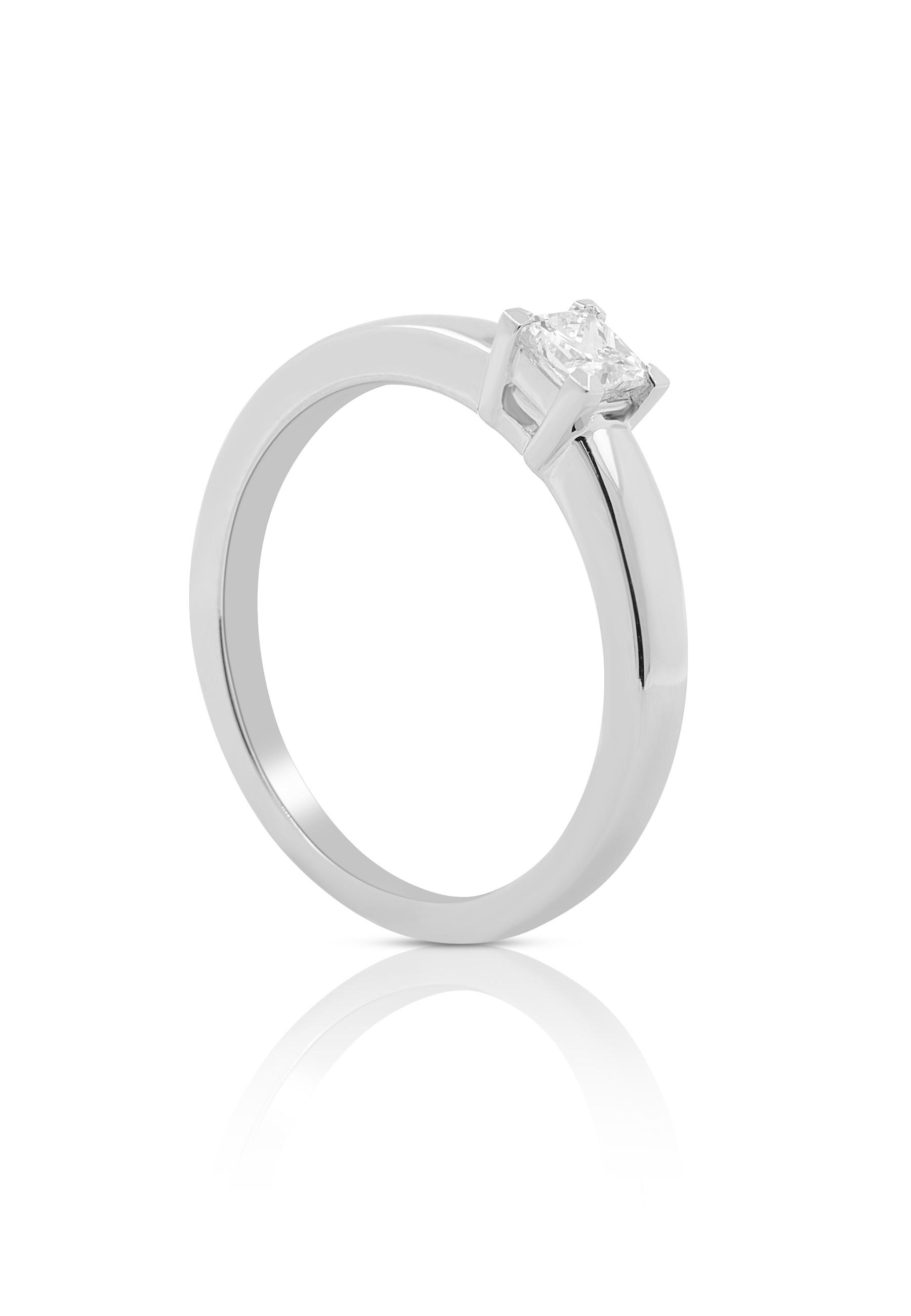 MUAU Schmuck  Solitaire Ring Diamant 0.22ct. Princess Weissgold 750 