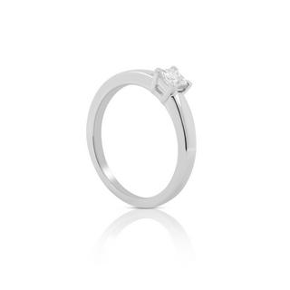 MUAU Schmuck  Bague Solitaire Diamant 0.22ct. Princesse or blanc 750 