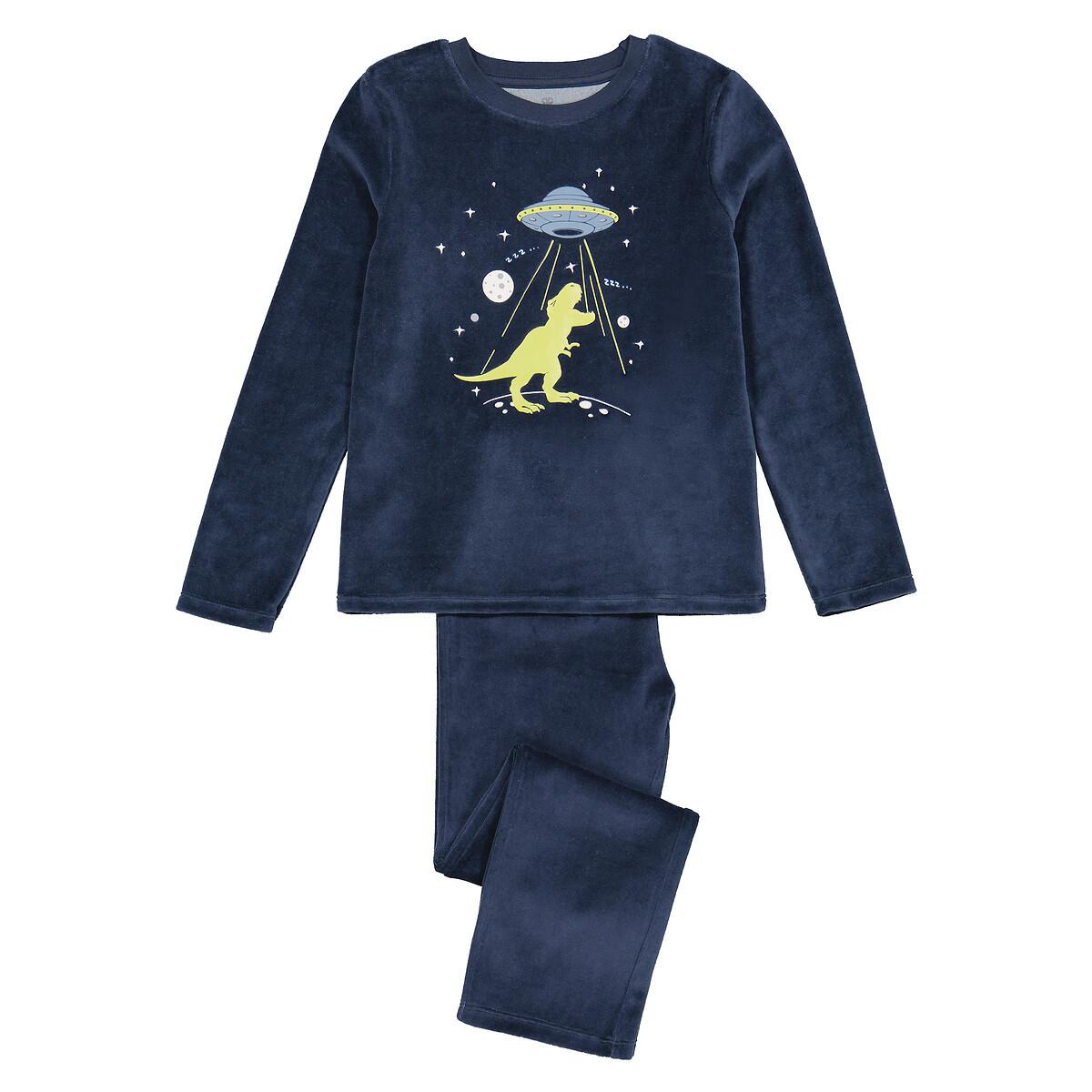 La Redoute Collections  Samtpyjama mit Leuchtmotiv  Dino 