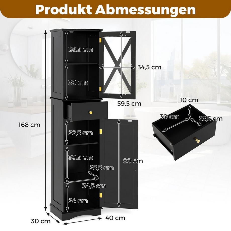 Northix Badezimmerschrank mit verstellbaren Regalen  