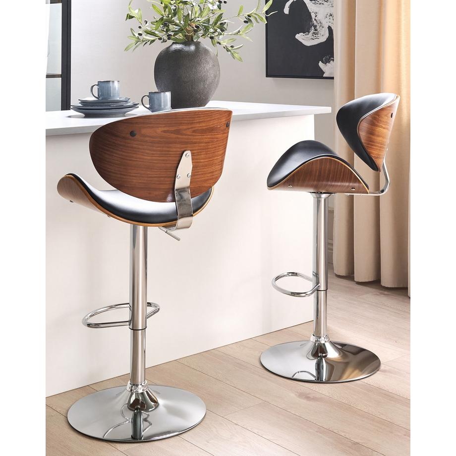 Beliani Lot de 2 chaises de bar en Cuir PU  ROTTERDAM  