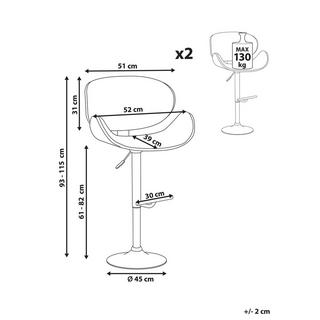 Beliani Lot de 2 chaises de bar en Cuir PU Rétro ROTTERDAM  