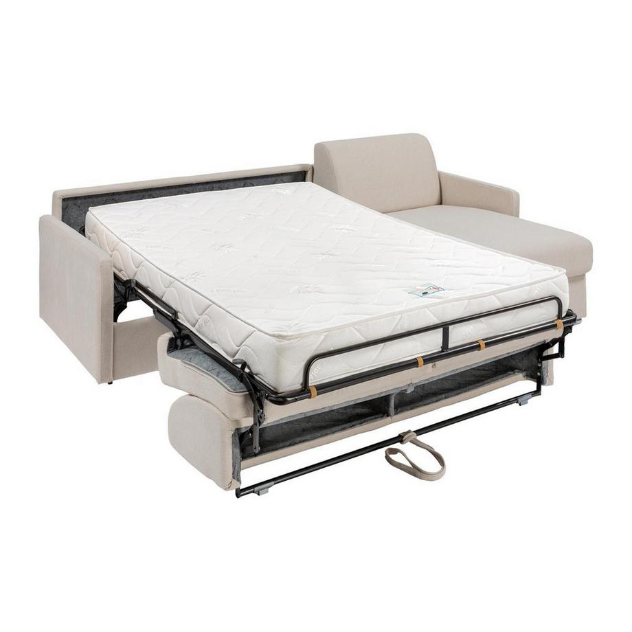 Vente-unique Ecksofa mit Matratze - Ecke wechselbar - Stoff - Beige - Liegefläche mit Lattenrost mit breiten Latten 140 cm - Matratze 18 cm - CALIFE  