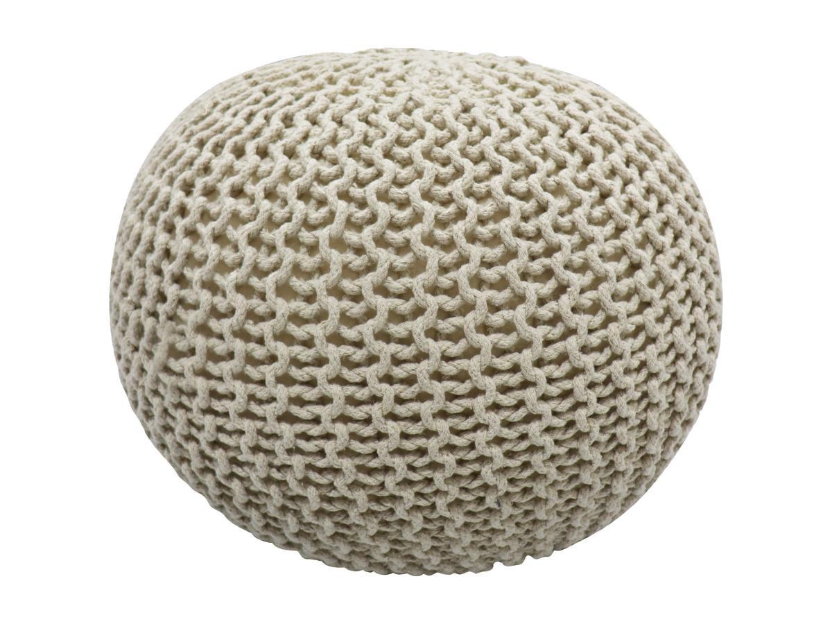 Vente-unique Pouf rotondo in giunco Beige - MADALO  