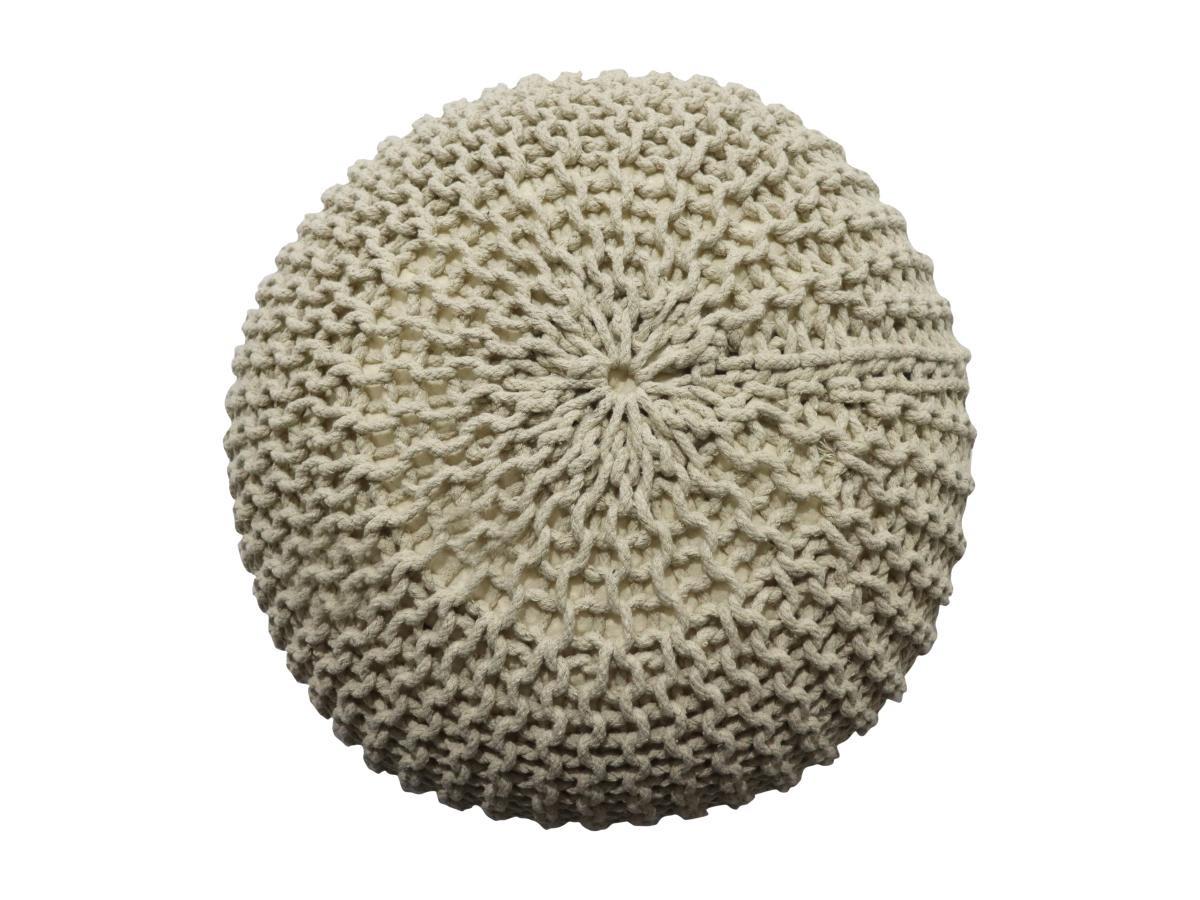 Vente-unique Pouf rotondo in giunco Beige - MADALO  