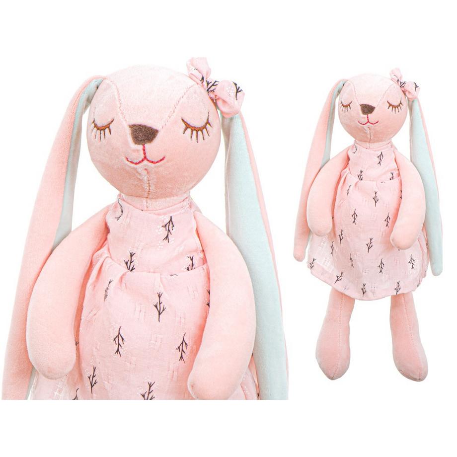 Peluche mascotte lapin rose 35cm