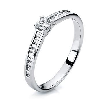 Verlobungsring 585/14K Weissgold Diamant 0.37ct.