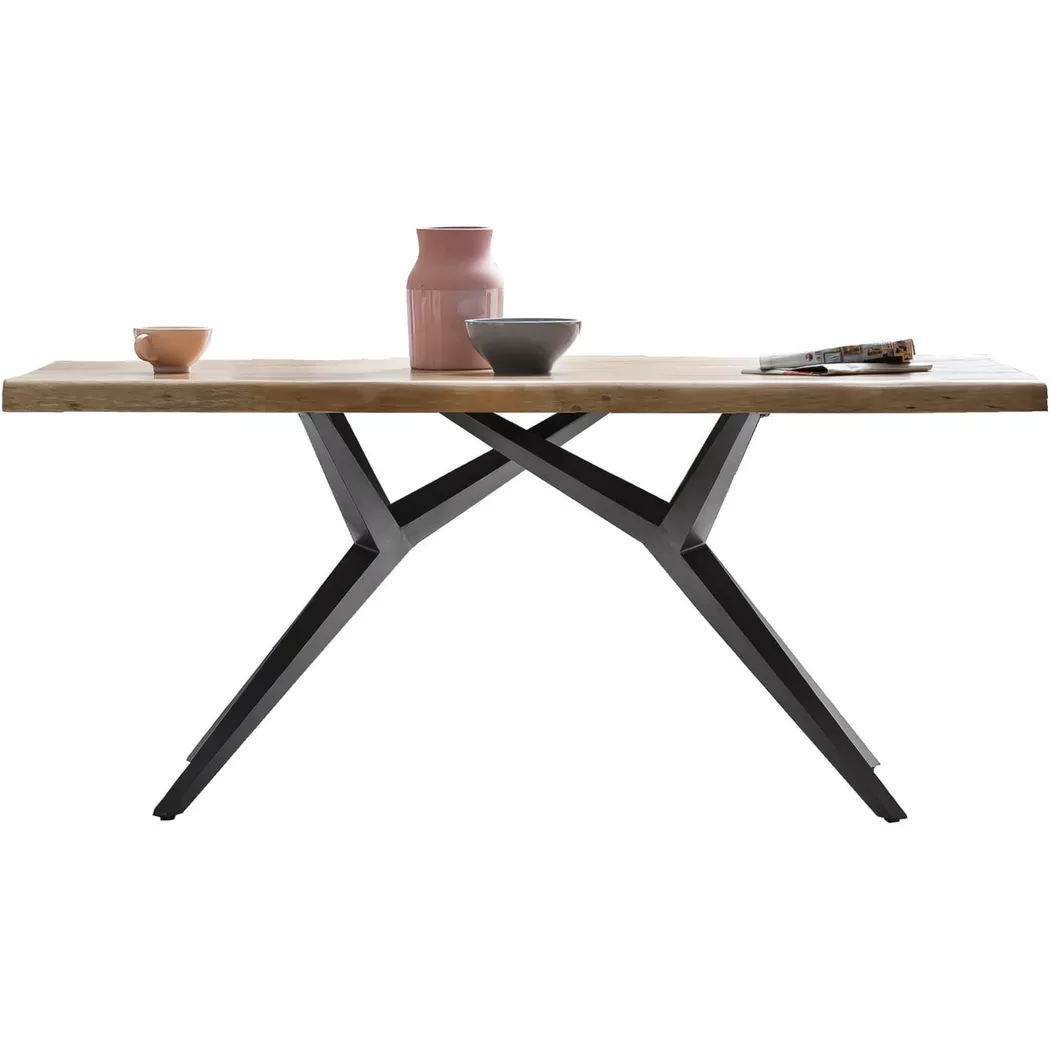 SIT Esstisch "Toronto Massivholz mit Baumkante & extravagantem Metallgestell" Speisetisch Baumkante wie gewachsen & extravagantes Metallgestell