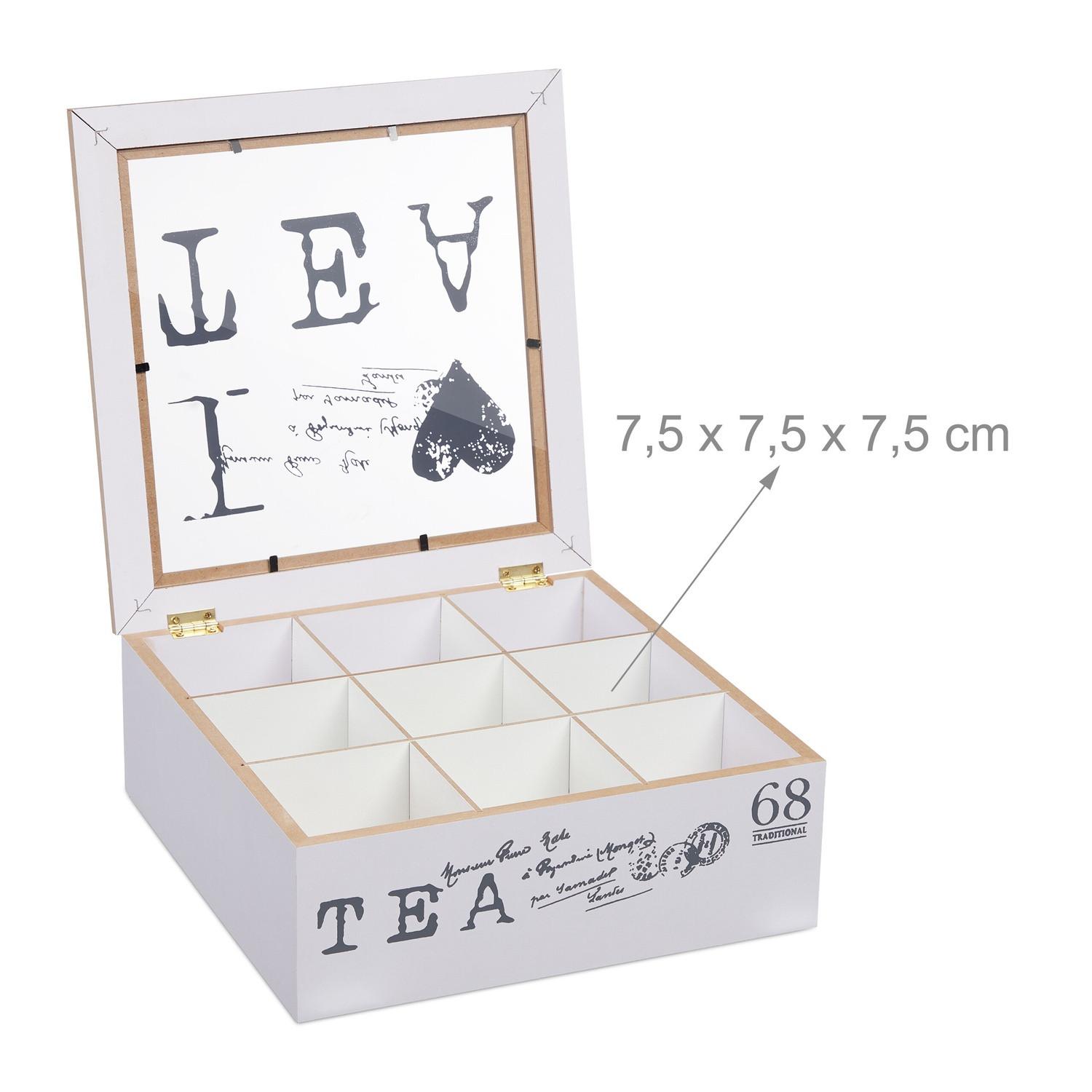 B2X Weiße Teebox mit 9 Fächern  
