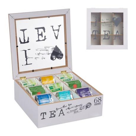B2X Weiße Teebox mit 9 Fächern  