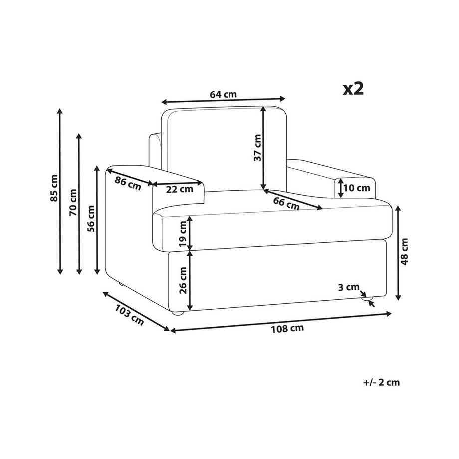 Beliani Sessel 2er Set aus Stoff Klassisch ALLA  