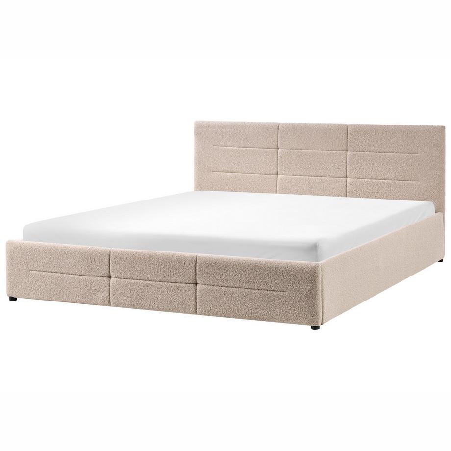 Beliani Lit ottoman en Bouclé Minimaliste MASSOGNES  