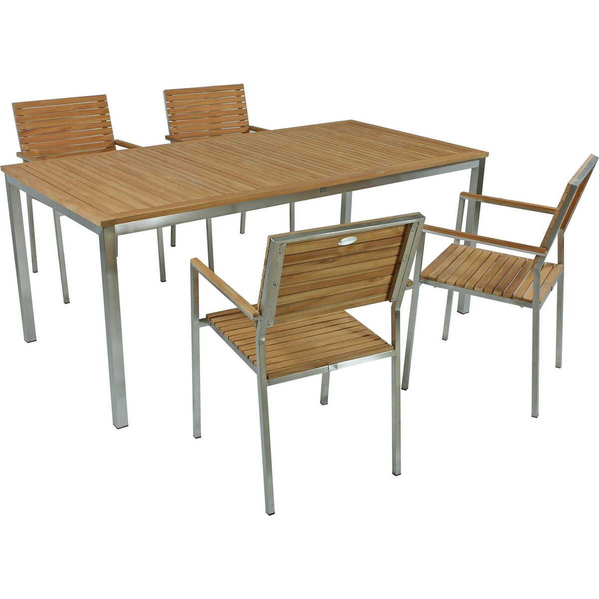 mutoni pleasure Garten Essgruppe Denver I Teak natur (5-tlg)  