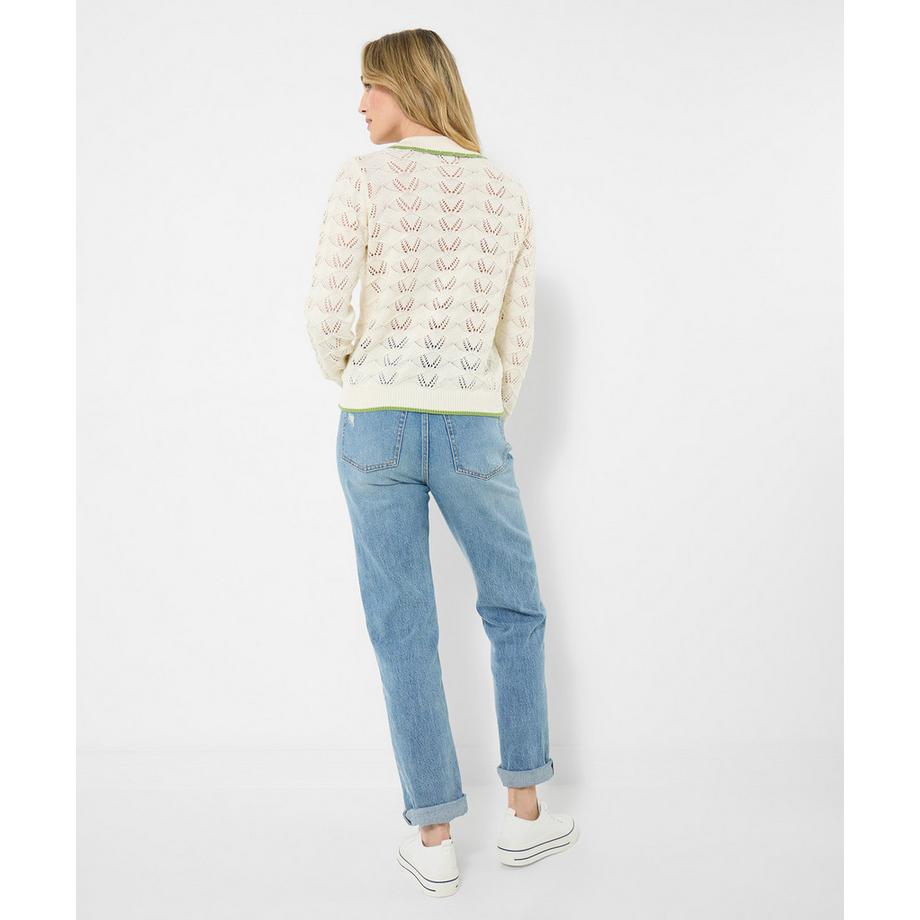 Joe Browns Cardigan à Col Tricot Ajoure et Broderie Florale  