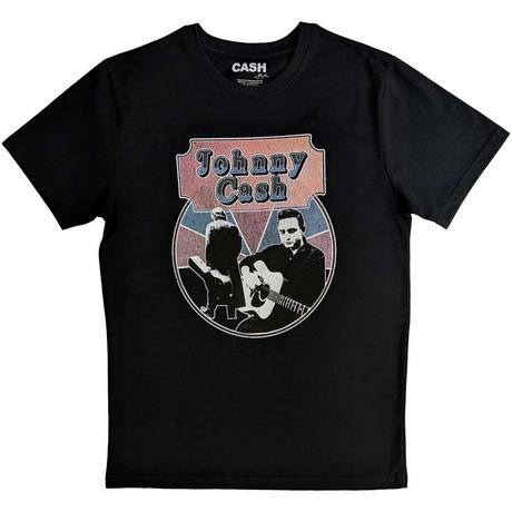 Johnny Cash Walking Guitar Front On T-Shirt  