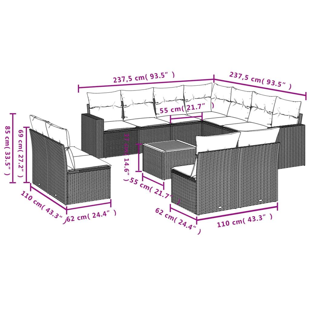 VidaXL Ensemble de canapés de jardin rotin synthétique  