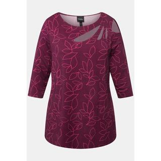 Ulla Popken  Shirt, Cut-Outs, A-Linie, U-Boot-Ausschnitt. 3/4-Arm 