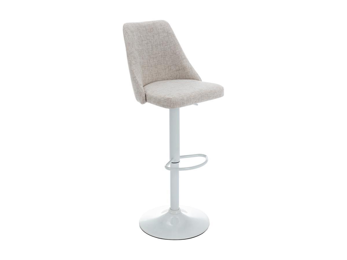 Vente-unique Sgabello da bar in Tessuto e Metallo Bianco Beige - Lotto di 2 - KIYOLA  