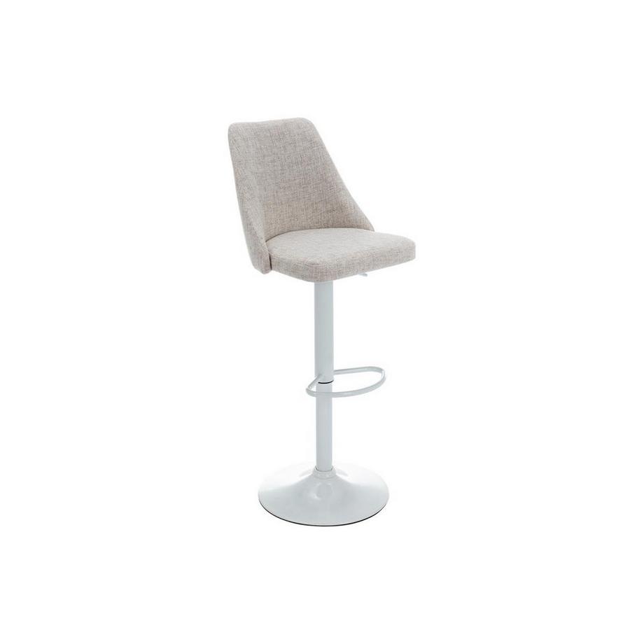 Vente-unique Lot de 2 tabourets de bar en tissu et métal blanc - Beige - KIYOLA  