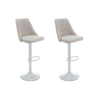 Vente-unique Sgabello da bar in Tessuto e Metallo Bianco Beige - Lotto di 2 - KIYOLA  