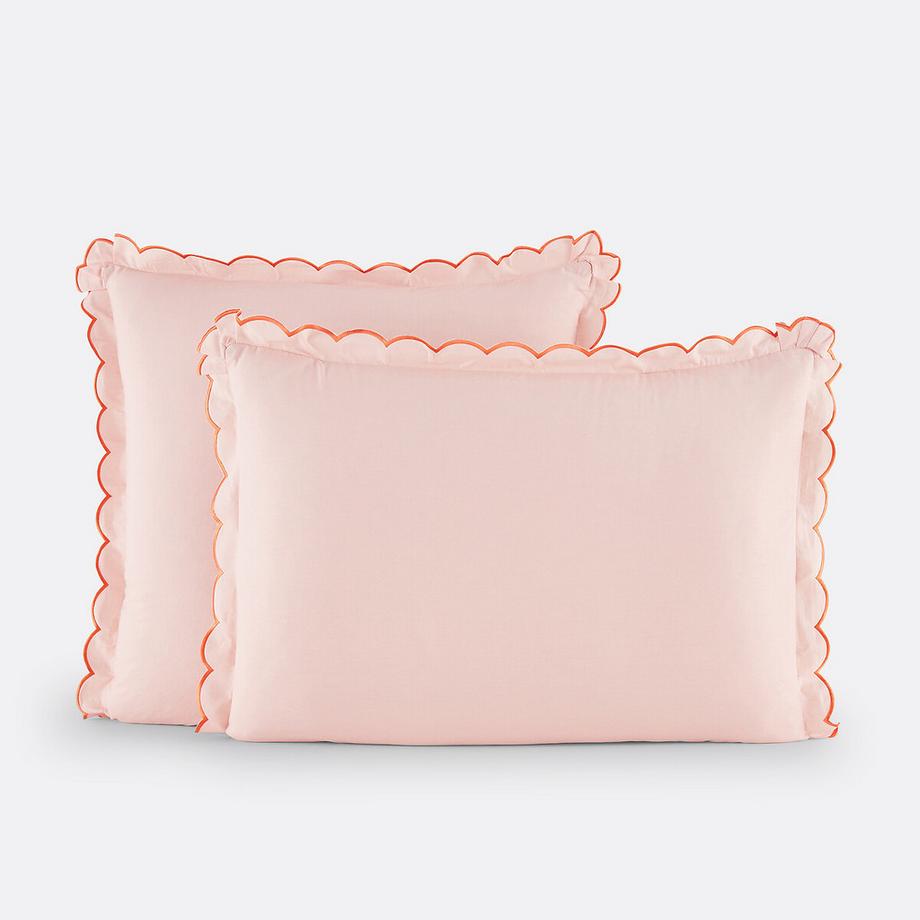 Taie d'oreiller unie écailles coton lavé