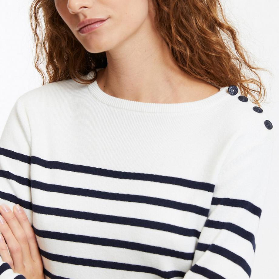 La Redoute Collections Gestreifter Pullover mit Knopfdetail  
