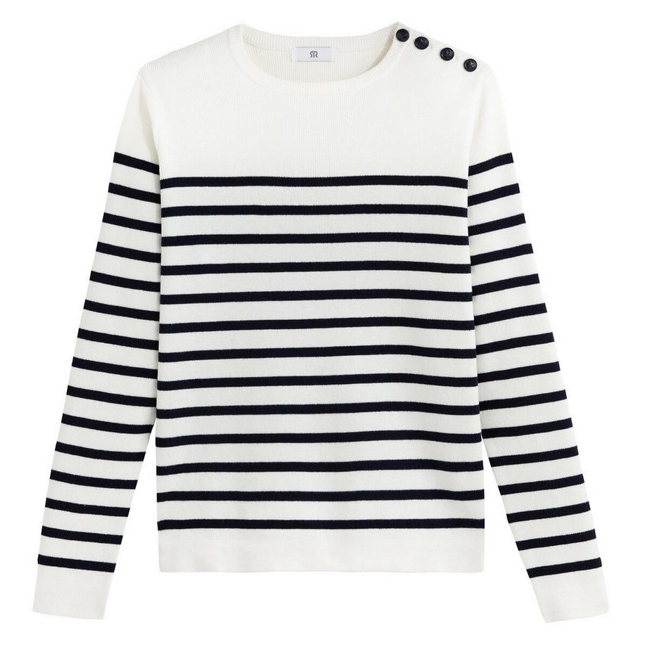 La Redoute Collections Gestreifter Pullover mit Knopfdetail  
