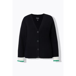 Ulla Popken Strickjacke Schmuck-Bündchen V-Ausschnitt  