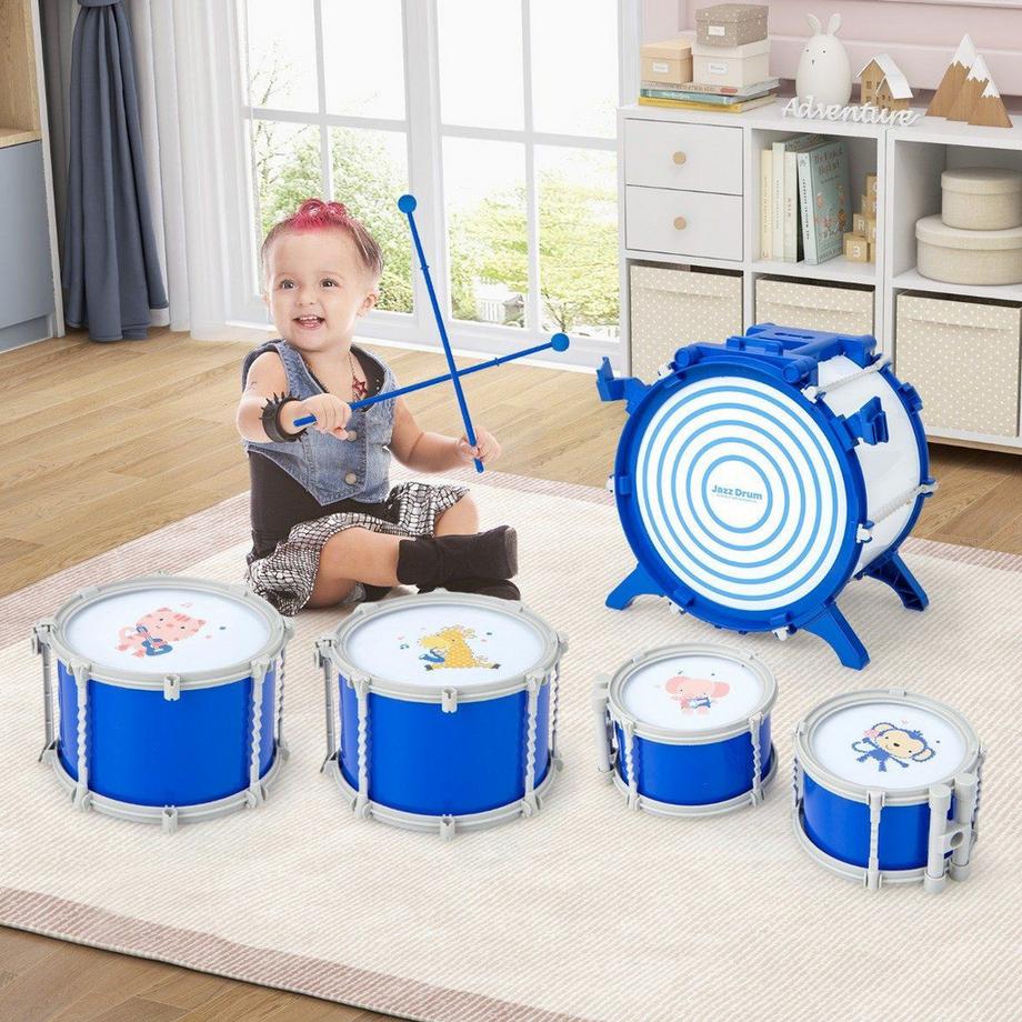 Northix  Batteria per bambini con sgabello e supporto 