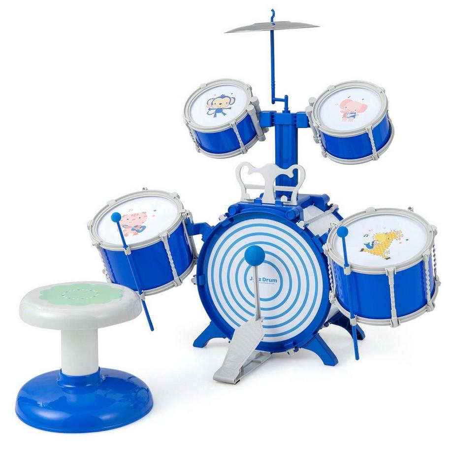 Northix  Batteria per bambini con sgabello e supporto 