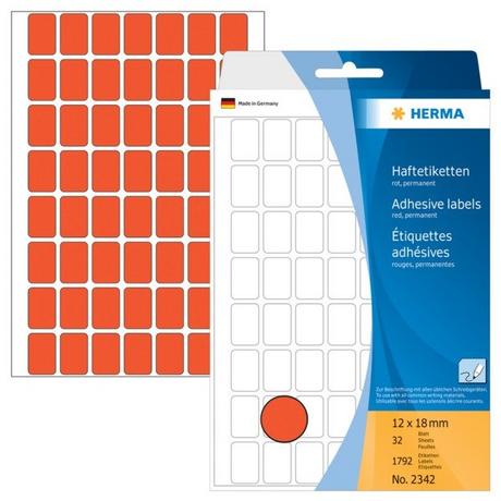 HERMA HERMA Etiketten 12×18mm 2342 rot 1792 Stück  