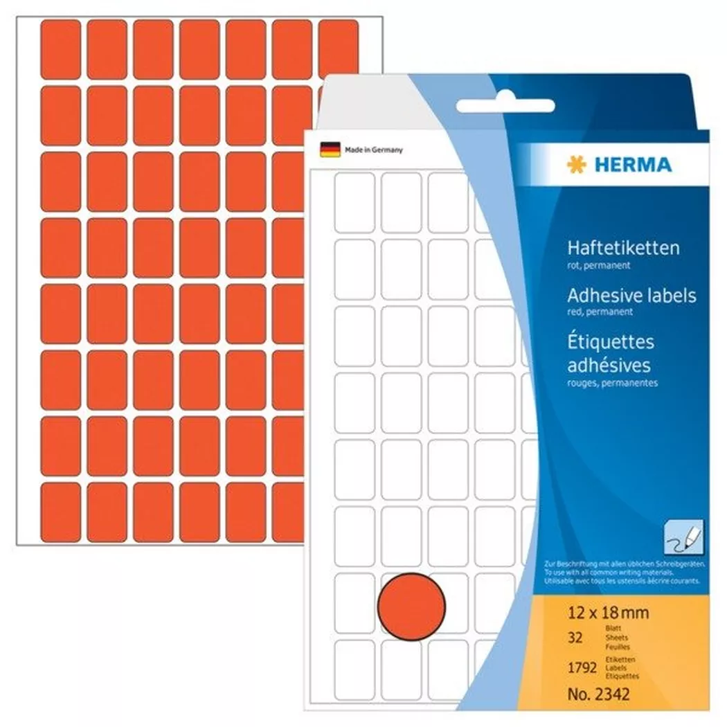 HERMA – Etiketten 12×18mm 2342 rot 1792 Stück, One Size