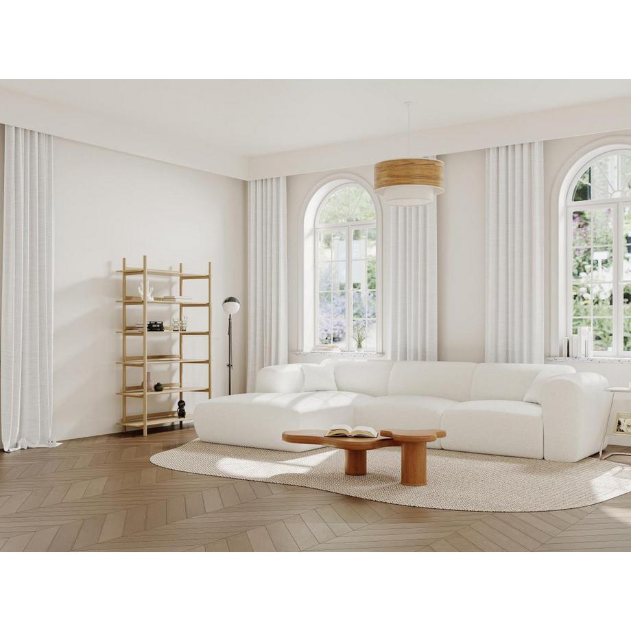 Maison Céphy Grand canapé d'angle gauche en tissu bouclette blanc POGNI de Maison Céphy  