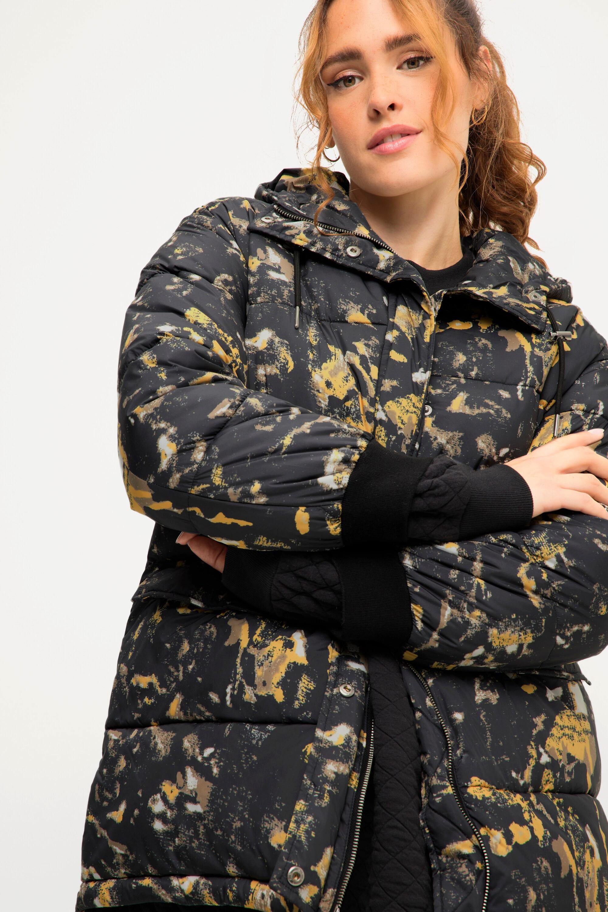 Studio Untold  Steppjacke, oversized, Allover-Print, Kapuze, 2-Wege-Zipper 