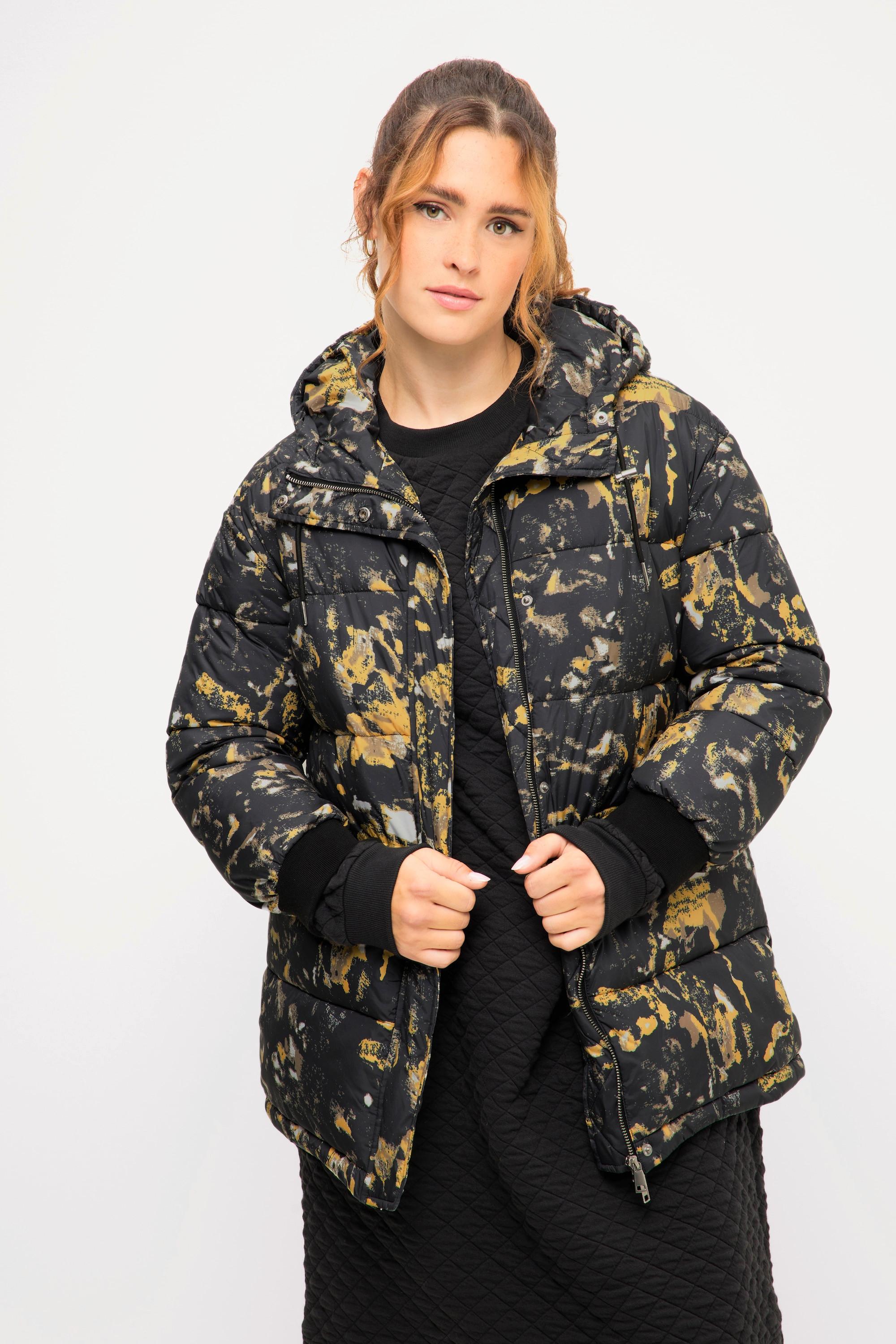 Studio Untold  Steppjacke, oversized, Allover-Print, Kapuze, 2-Wege-Zipper 