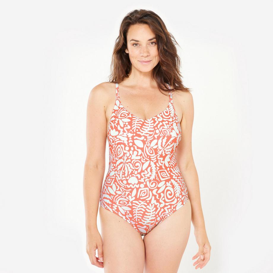 Maillot de bain 1 pièce natation Femme - Lila poly rouge