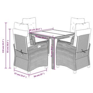 VidaXL Ensemble à manger de jardin rotin synthétique  