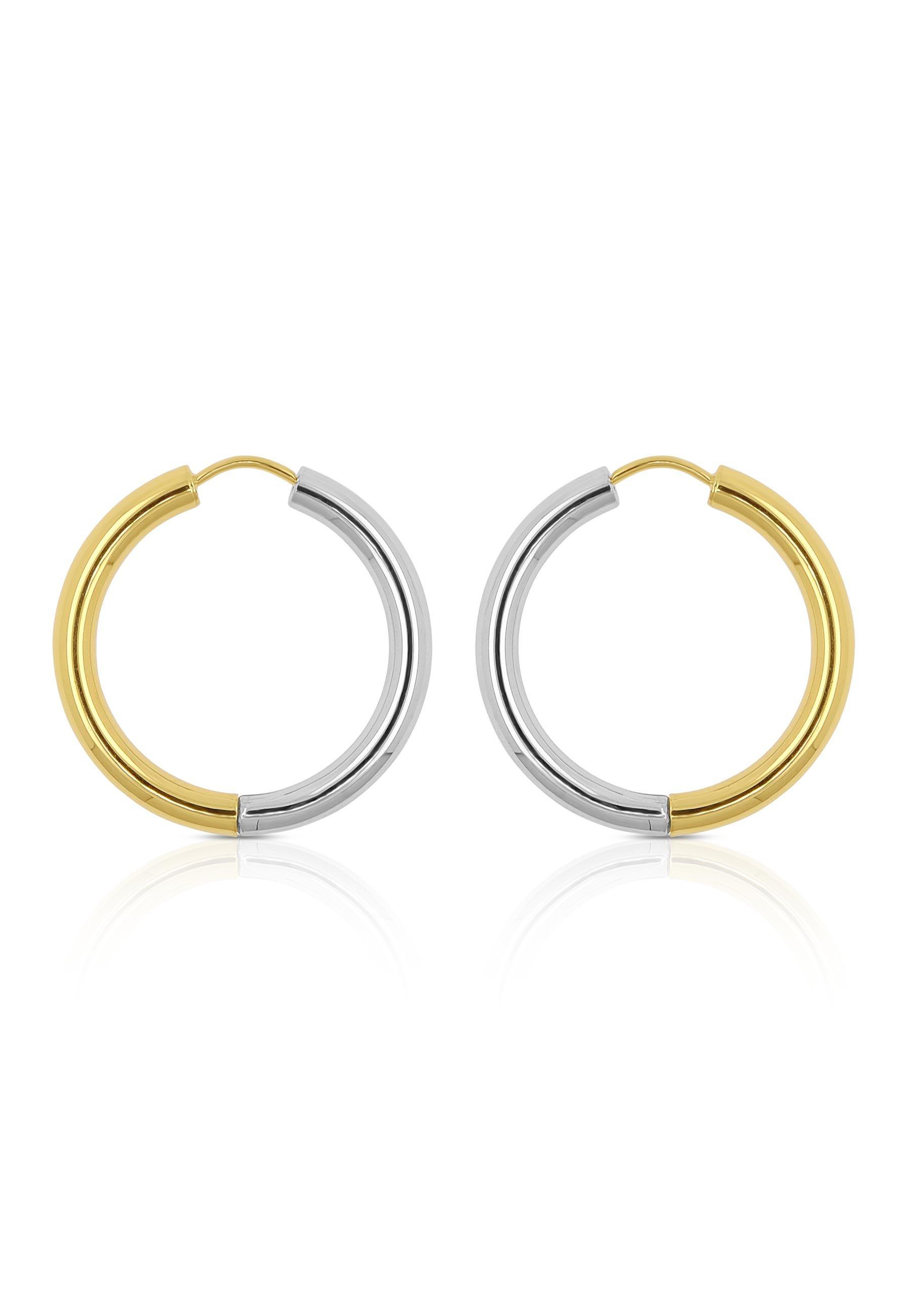 MUAU Schmuck  Creolen Bicolor Gelb-/Weissgold 750 Runddraht 26mm 