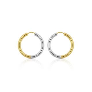 MUAU Schmuck  Creolen Bicolor Gelb-/Weissgold 750 Runddraht 26mm 