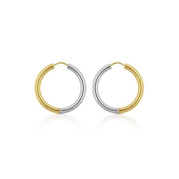 Creolen Bicolor Gelb-/Weissgold 750 Runddraht 26mm