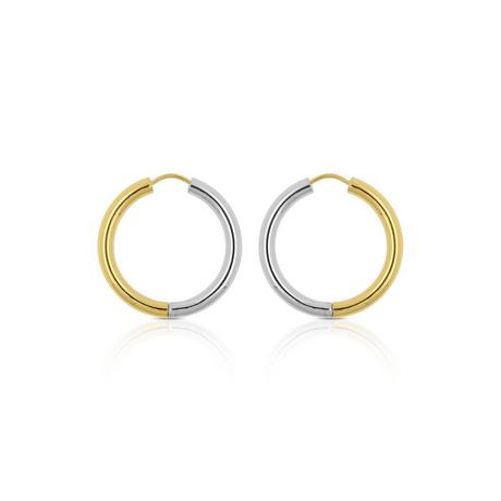 MUAU Schmuck  Creolen Bicolor Gelb-/Weissgold 750 Runddraht 26mm 