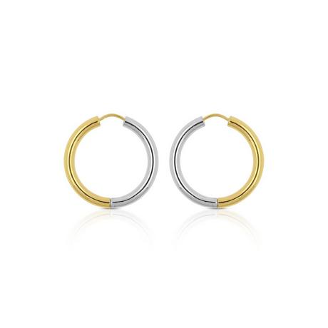 MUAU Schmuck  Creolen Bicolor Gelb-/Weissgold 750 Runddraht 26mm 