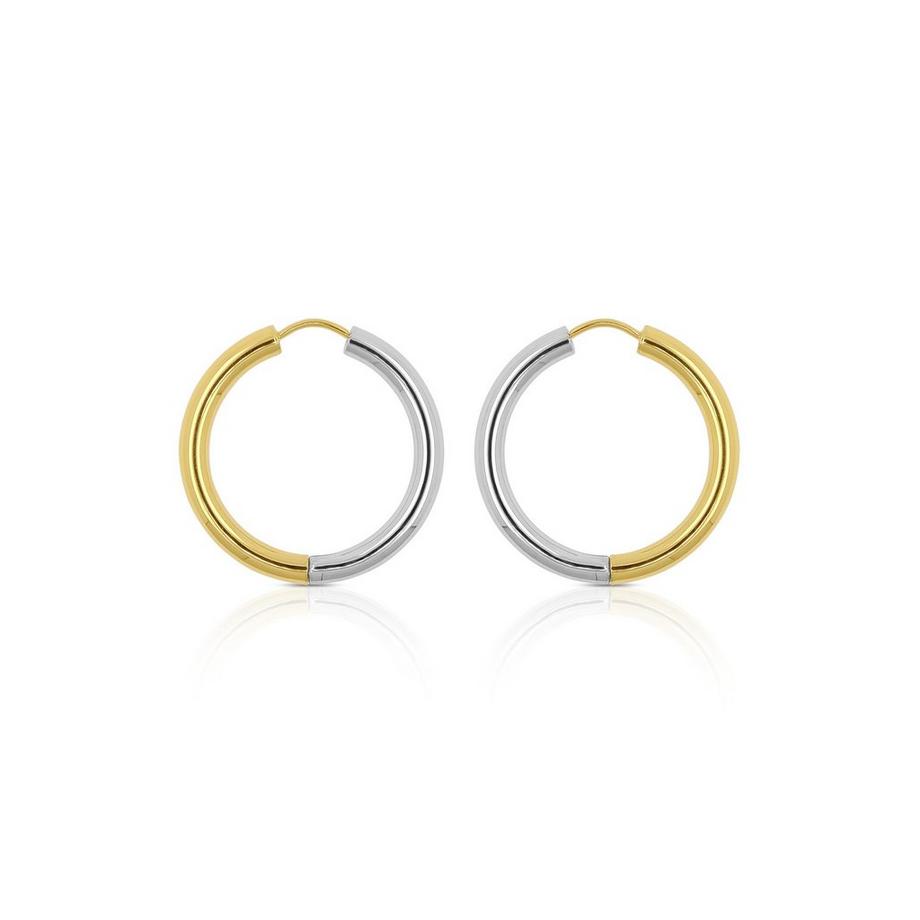 Creolen Bicolor Gelb-/Weissgold 750 Runddraht 26mm